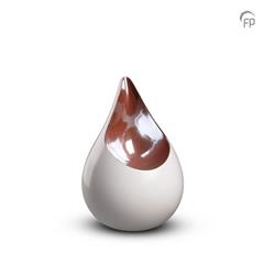 Keramische urn celest hoog wit/rood klein