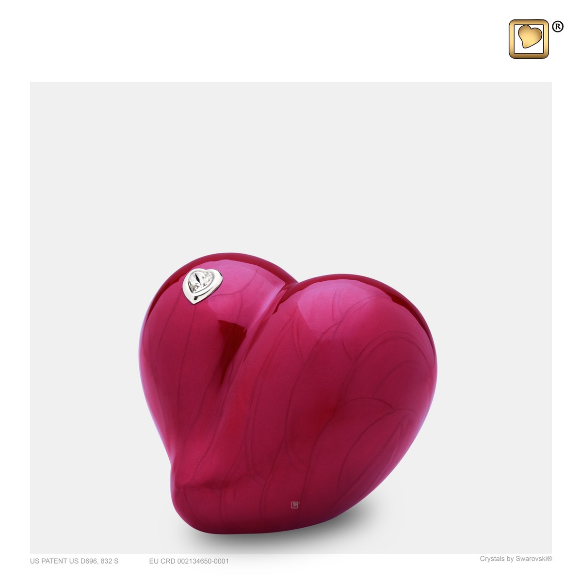 LoveHeart keepsake Pearl Red&Pol Silver with Swarovski